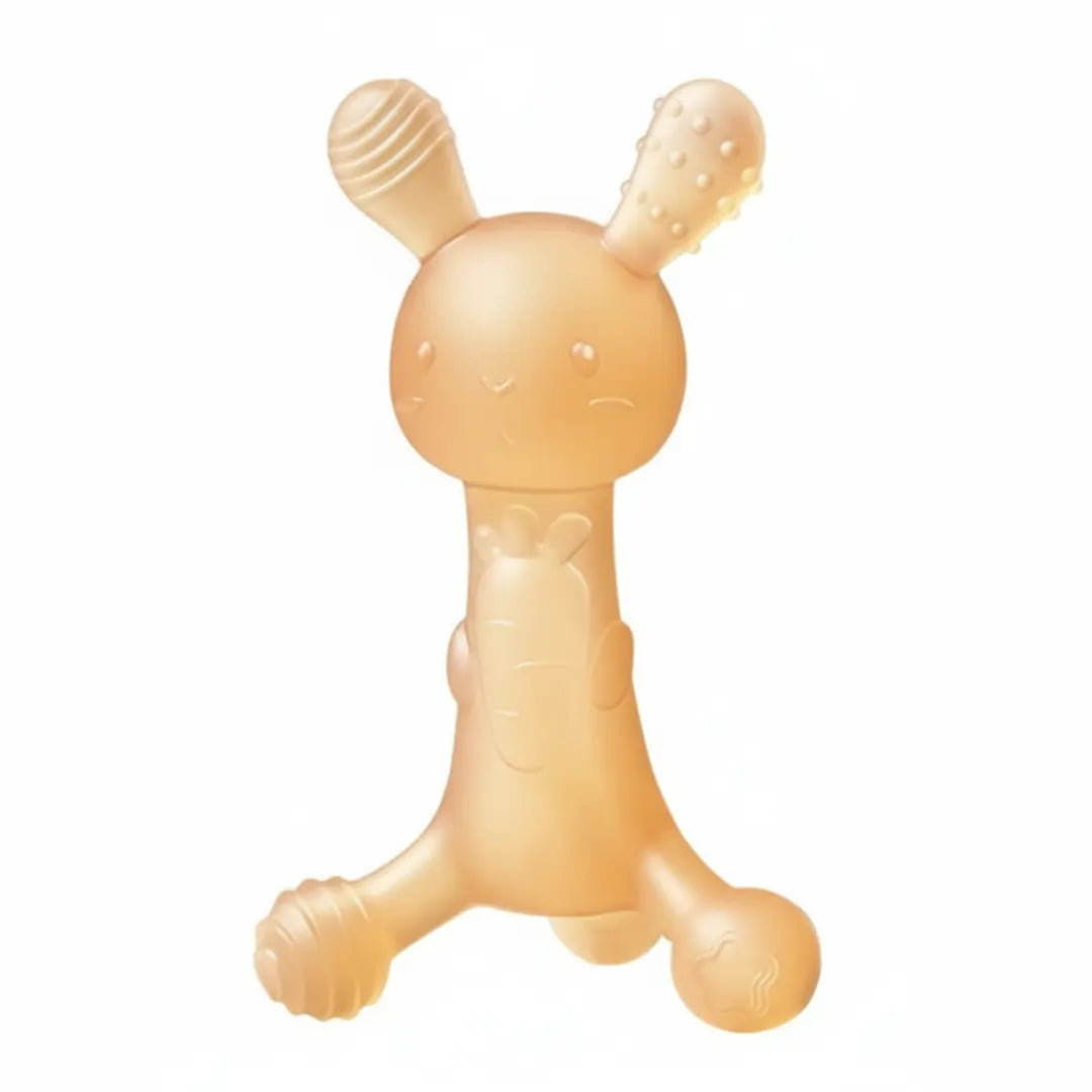 Dibly Amber - Anneau de dentition lapin en ambre baltique et caoutchouc naturel avec queue brosse à dents