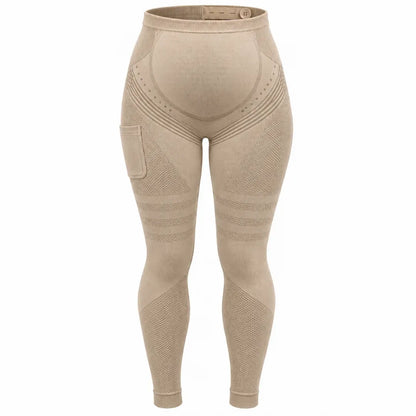 Beige maternity leggings, flat front