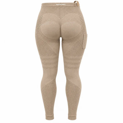 Beige maternity leggings, flat back