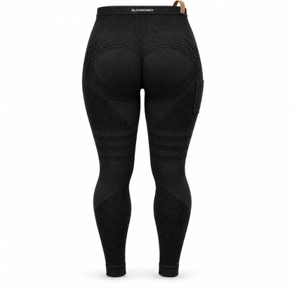Black maternity leggings, flat back