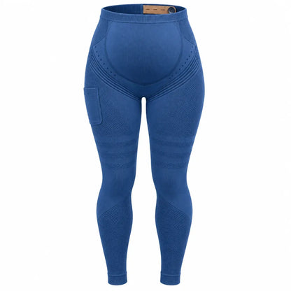 Blue maternity leggings, flat front