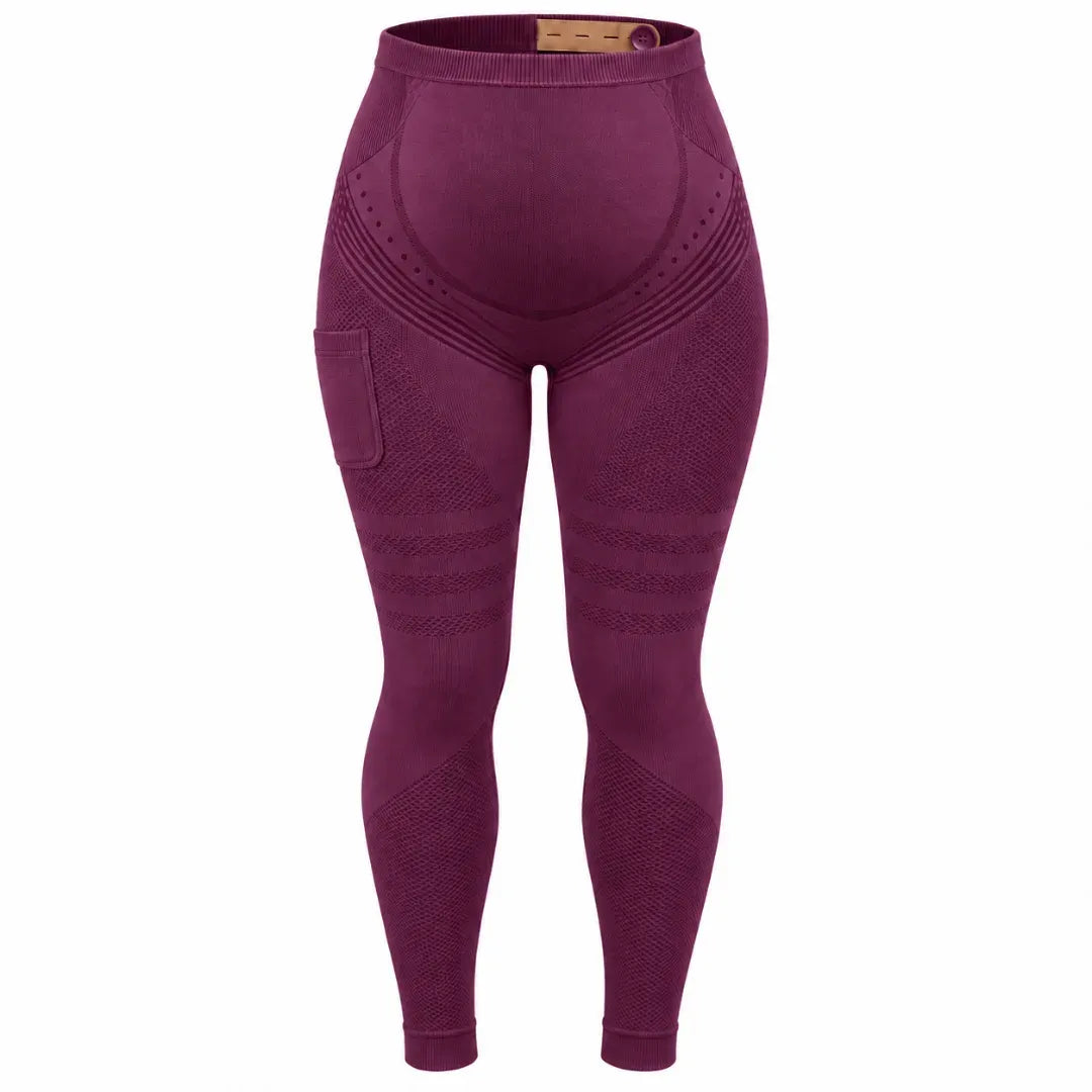 Deep Plum maternity leggings, flat front
