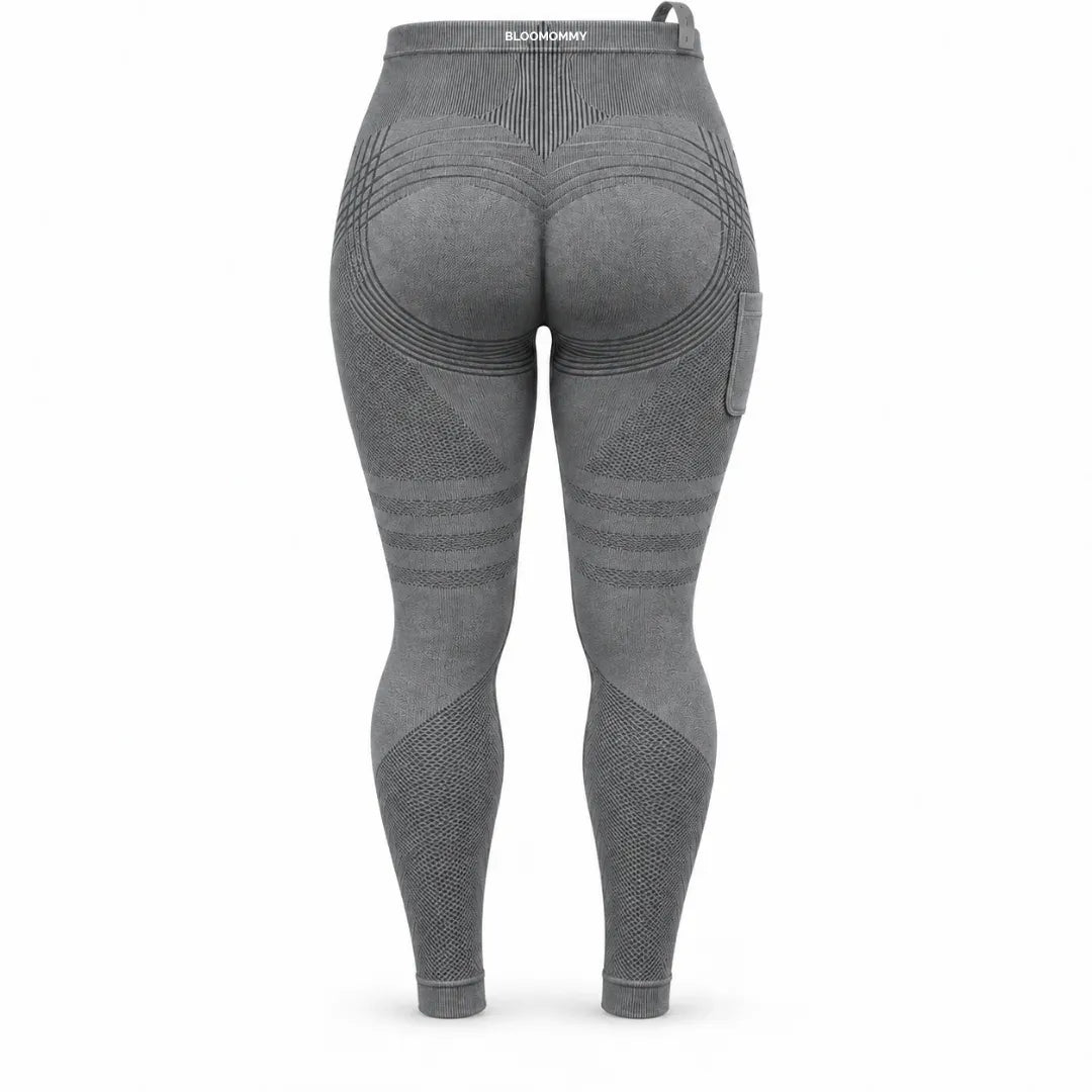 Gray maternity leggings, flat back
